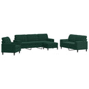 sofasæt 4 dele med hynder og bolsterpuder velour mørkegrøn