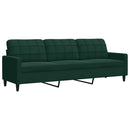 sofasæt 4 dele med hynder og bolsterpuder velour mørkegrøn