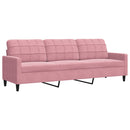 sofasæt 4 dele med hynder og bolsterpuder velour lyserød