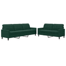 sofasæt 2 dele med hynder velour mørkegrøn
