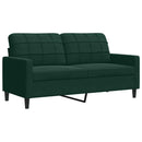 sofasæt 2 dele med hynder velour mørkegrøn