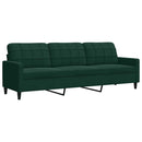sofasæt 2 dele med hynder velour mørkegrøn