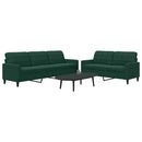 sofasæt 2 dele med hynder velour mørkegrøn