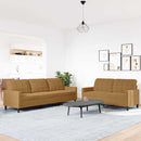 sofasæt 2 dele med hynder velour brun