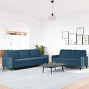 sofasæt 2 dele med hynder velour blå