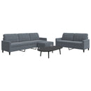 sofasæt 3 dele med hynder velour mørkegrå