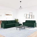 sofasæt 3 dele med hynder velour mørkegrøn