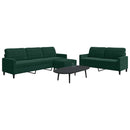 sofasæt 3 dele med hynder velour mørkegrøn