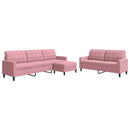 sofasæt 3 dele med hynder velour lyserød