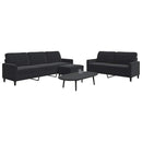 sofasæt 3 dele med hynder velour sort