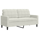 sofasæt 3 dele med hynder velour cremefarvet