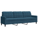 sofasæt 3 dele med hynder velour blå