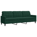 sofasæt 2 dele med hynder og bolsterpuder velour mørkegrøn