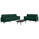 sofasæt 2 dele med hynder og bolsterpuder velour mørkegrøn