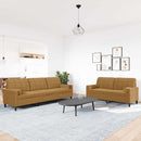 sofasæt 2 dele med hynder og bolsterpuder velour brun