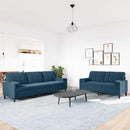 sofasæt 2 dele med hynder og bolsterpuder velour blå