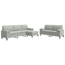 sofasæt 3 dele med hynder og bolsterpuder velour lysegrå