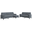 sofasæt 3 dele med hynder og bolsterpuder velour mørkegrå