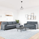 sofasæt 3 dele med hynder og bolsterpuder velour mørkegrå