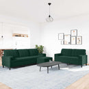 sofasæt 3 dele med hynder og bolsterpuder velour mørkegrøn