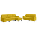 sofasæt 3 dele med hynder og bolsterpuder velour gul