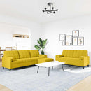 sofasæt 3 dele med hynder og bolsterpuder velour gul