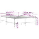 sengestel 140x200 cm konstrueret træ og metal grå sonoma-eg