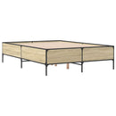 sengestel 120x200 cm konstrueret træ og metal sonoma-eg