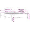 sengestel 120x200 cm konstrueret træ og metal grå sonoma-eg