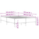 sengestel 140x190 cm konstrueret træ og metal sonoma-eg