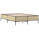 sengestel 135x190 cm konstrueret træ og metal sonoma-eg