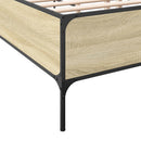 sengestel 135x190 cm konstrueret træ og metal sonoma-eg