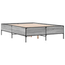 sengestel 135x190 cm konstrueret træ og metal grå sonoma-eg