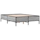 sengestel 135x190 cm konstrueret træ og metal grå sonoma-eg