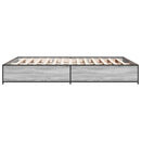 sengestel 135x190 cm konstrueret træ og metal grå sonoma-eg