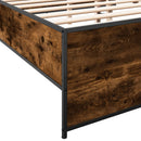 sengestel 200x200cm konstrueret træ og metal røget egetræsfarve