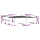 sengestel 200x200cm konstrueret træ og metal røget egetræsfarve