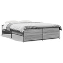 sengestel 120x190 cm konstrueret træ og metal grå sonoma-eg