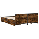 sengeramme med skuffer 135x190 cm konstrueret træ røget eg