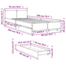 sengeramme 90x200 cm konstrueret træ sort