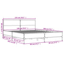 sengestel 140x200 cm konstrueret træ og metal sonoma-eg