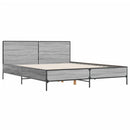 sengestel 135x190 cm konstrueret træ og metal grå sonoma-eg