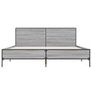 sengestel 135x190 cm konstrueret træ og metal grå sonoma-eg