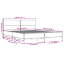 sengestel 135x190 cm konstrueret træ og metal grå sonoma-eg