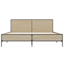 sengestel 140x190 cm konstrueret træ og metal sonoma-eg