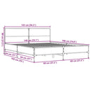 sengestel 140x190 cm konstrueret træ og metal sonoma-eg