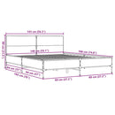 sengestel 140x190 cm konstrueret træ og metal grå sonoma-eg
