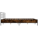 sengestel 180x200cm konstrueret træ og metal røget egetræsfarve