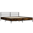 sengestel 200x200cm konstrueret træ og metal røget egetræsfarve
