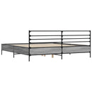 sengestel 200x200 cm konstrueret træ og metal grå sonoma-eg
